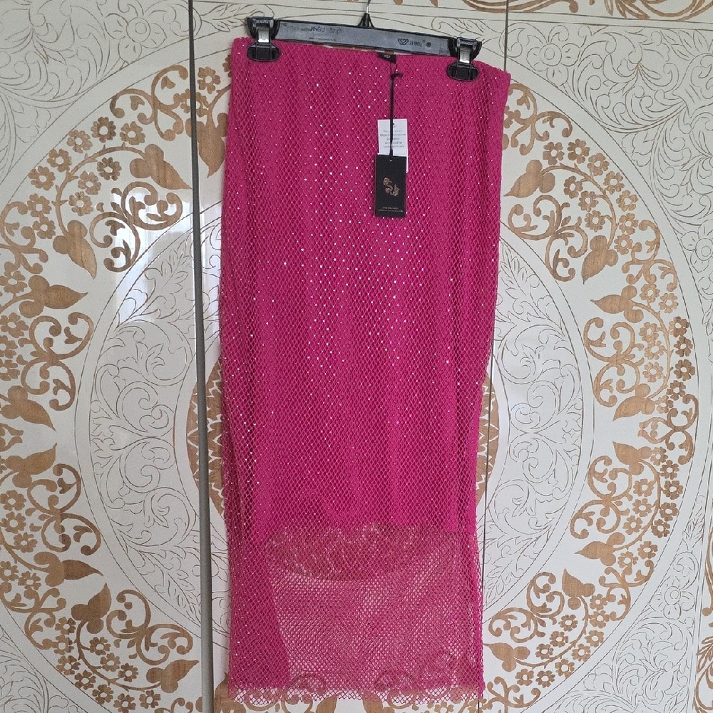 Sincerely Jules Pink Sequin Midi Pencil Skirt